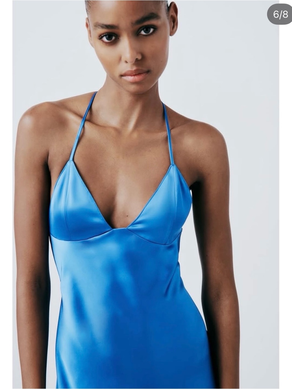 Satin Slip Maxi Dress in Bright Blue - Picture 4 of 4